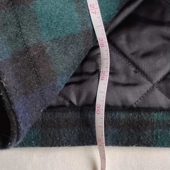 JW Anderson X Uniqlo Wool Pea Coat M Plaid Double Breasted Green Blue Black